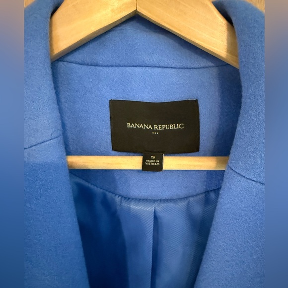 Banana Republic Knit Top Coat Bright Blue Button Front Lapels - Picture 4 of 7